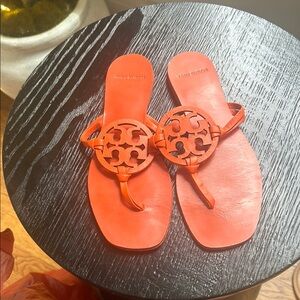 Tory Burch Orange Sandals with Iconic Medallion